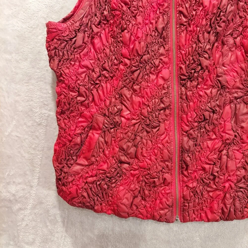 Christopher & Banks Womens L Vest Red Maroon ruched textured Colorful Bold warm - Picture 11 of 14